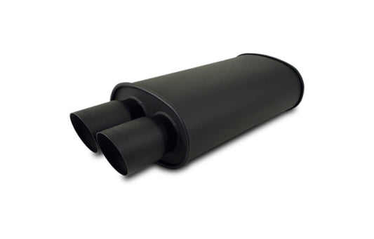 Vibrant StreetPower FLAT BLACK Oval Muffler with Dual 3in Outlets - 2.5in inlet