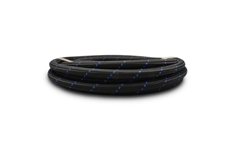 Vibrant -10 AN Two-Tone Black/Blue Nylon Braided Flex Hose (20 foot roll)