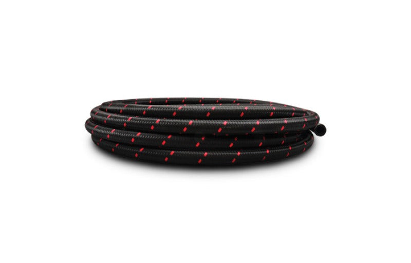 Vibrant -12 AN Two-Tone Black/Red Nylon Braided Flex Hose (5 foot roll)