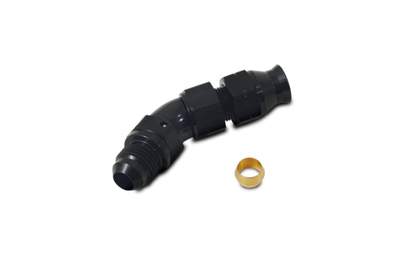 Vibrant 45 Degree 1/2in Tube to Male -8AN Flare Adapter with Olive Inserts