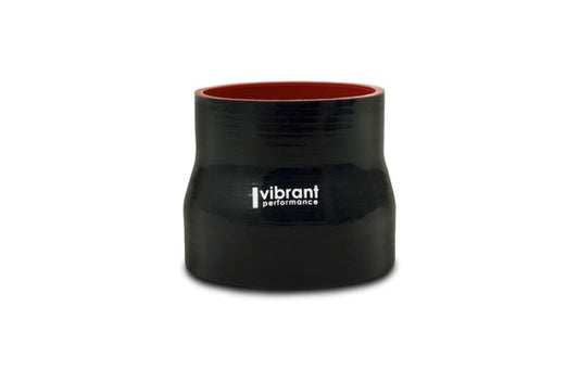 Vibrant 3.5in I.D. x 4.250in I.D. x 4.5in Long 4 Ply Gloss Black Silicone