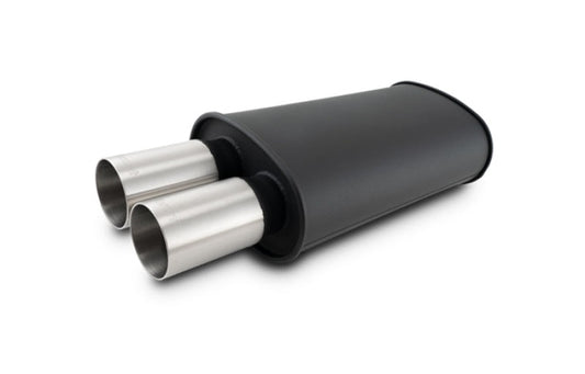 Vibrant StreetPower Flat Muffler Dual 304SS Brushed Tips 9in x 5in x 15in - 3in