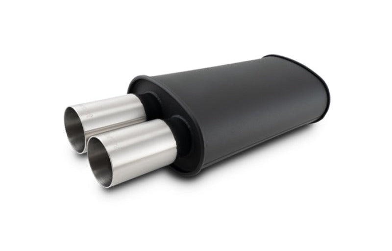 Vibrant Streetpower Flat Blk Muffler 9x5x15in Body 2.5in Inlet ID 3in Tip 12320