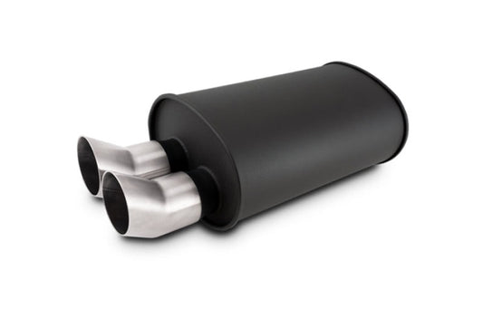 Vibrant Streetpower Flat Blk Muffler 9.5x6.75x15in Body 2.5in Inlet ID 12335