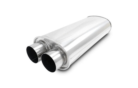 Vibrant Streetpower Oval Muffler 3.0in Dual Inlet/Outlet 18in Body Length