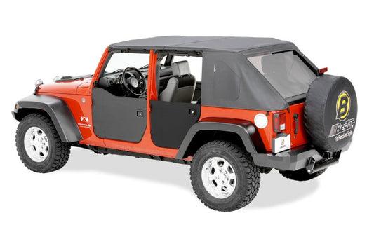 Bestop 07-18 Jeep Wrangler JK 4-Door Lower Fabric Doors (Rear Doors Black Diamond)