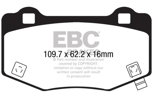 EBC 15-17 Ford Mustang Shelby GT350/GT350R Yellowstuff Rear Brake Pads DP43056R