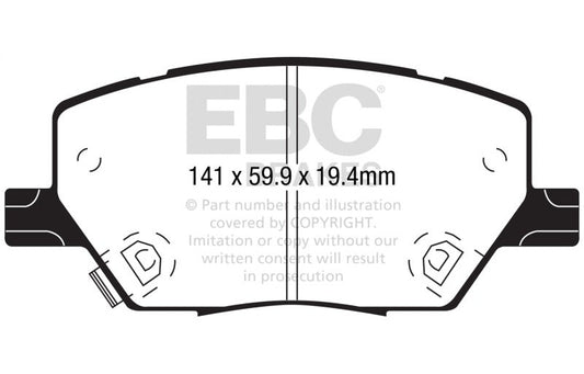EBC 2015+ Fiat 500X 1.4L Turbo Yellowstuff Front Brake Pads DP42239R