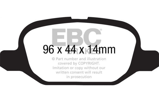 EBC 11+ Fiat 500 1.4 (ATE Calipers) Redstuff Rear Brake Pads DP31880C