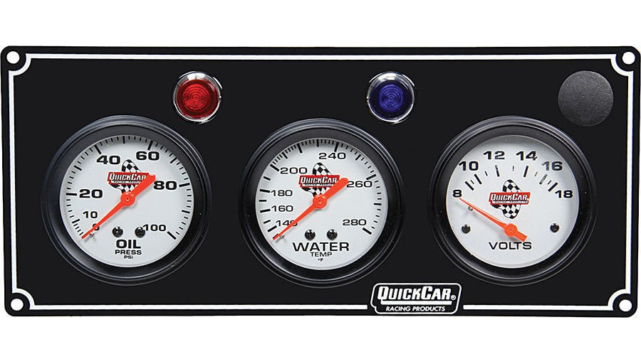 QuickCar Black 3 Gauge Panel OP/WT/VT