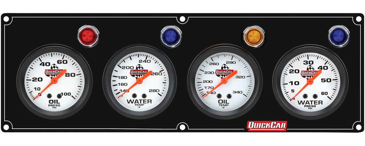 QuickCar Legend Gauge Panel - Black Plate, OP/WT/OT/WP