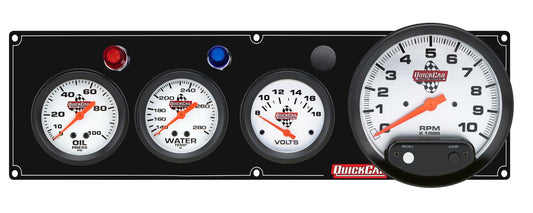 QuickCar Legend Gauge Panel w/611-6001 - Black Plate, OP/WT/VT/Tach