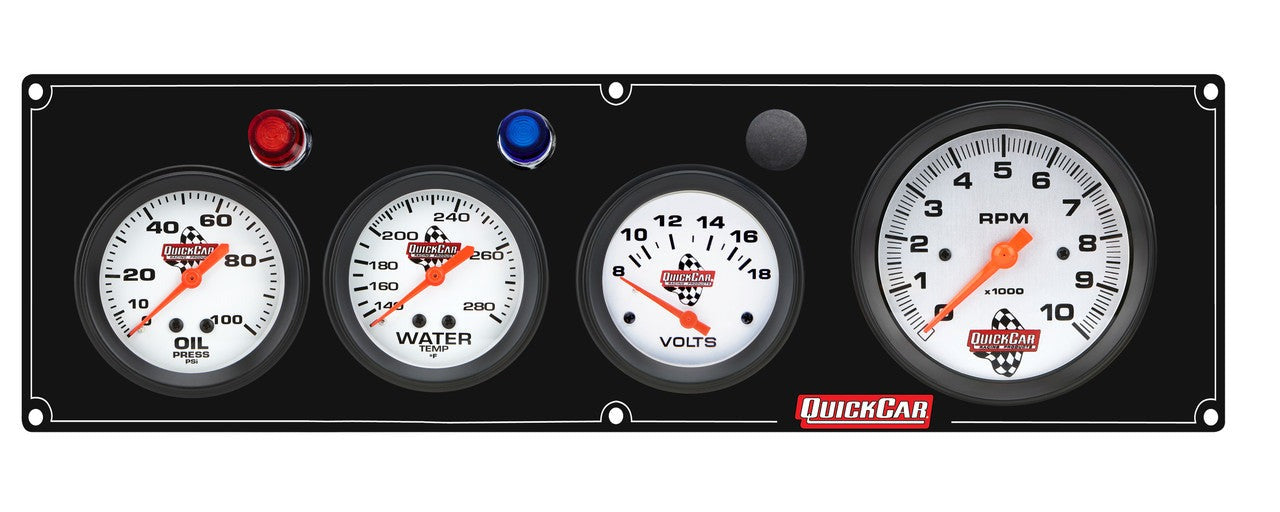 QuickCar Legend Gauge Panel w/611-6002 - Black Plate, OP/WT/VT/Tach