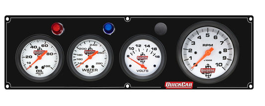 QuickCar Legend Gauge Panel w/611-6002 - Black Plate, OP/WT/VT/Tach