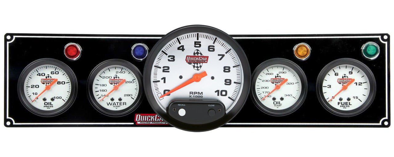 QuickCar 4-1 Gauge Panel w/5in Tach Black