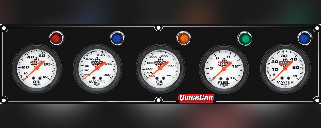 QuickCar Legend Gauge Panel - Black Plate, OP/WT/OT/FP15/WP