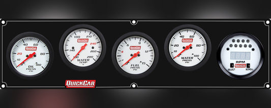 QuickCar Extreme Gauge Panel with 611-7010 - Black Plate, OP/WT/FP15/WP/Tach