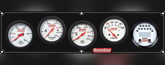 QuickCar Extreme Gauge Panel with 611-7010 - Black Plate, OP/WT/OT/VT/Tach
