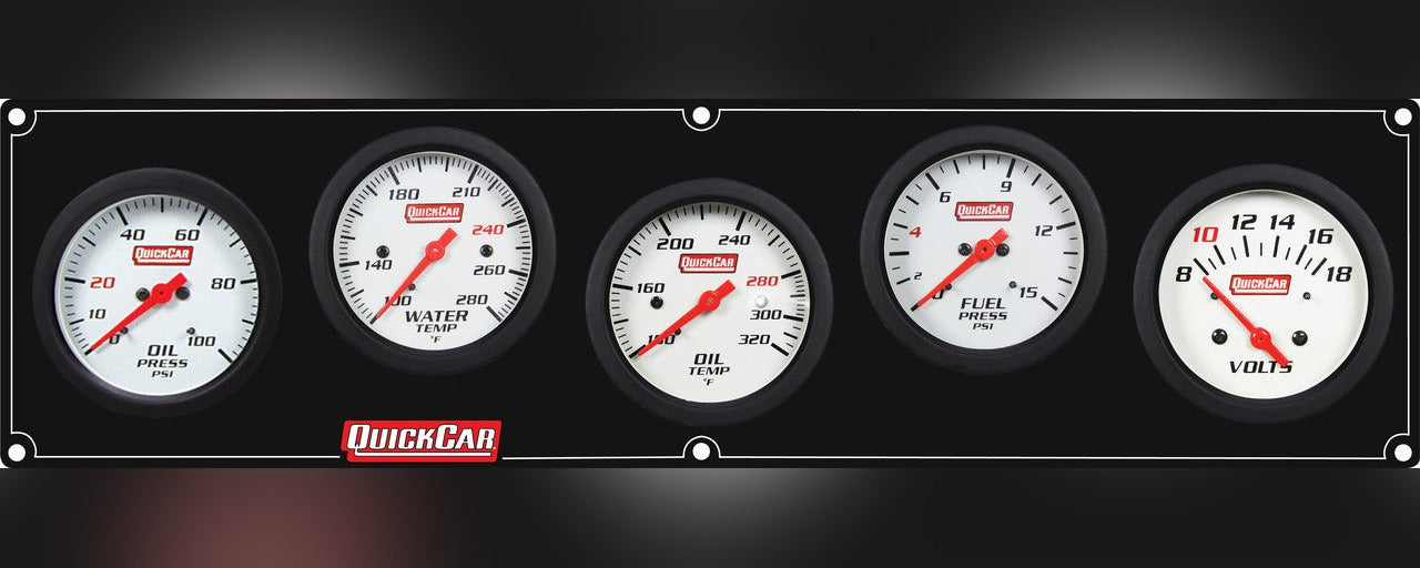 QuickCar Extreme Gauge Panel - Black Plate, OP/WT/OT/FP15/VT