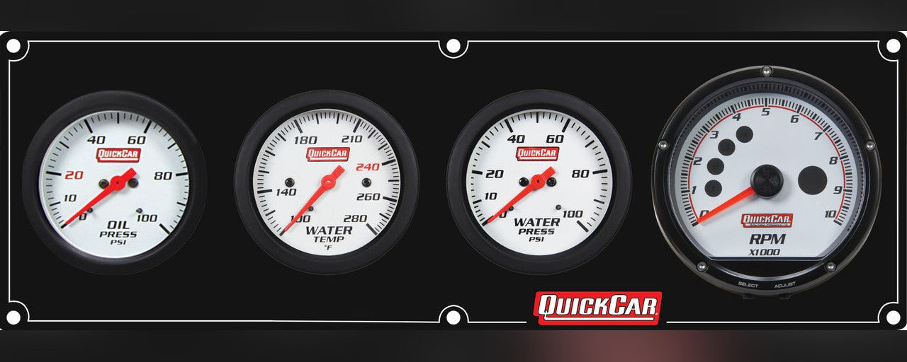 QuickCar Extreme Gauge Panel w/63-001 - Black Plate, OP/WT/WP/Tach