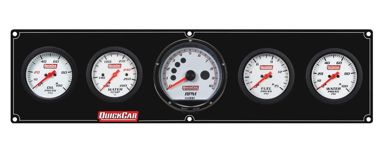 QuickCar Extreme Gauge Panel w/63-001 - Black Plate, OP/WT/Tach/FP15/WP