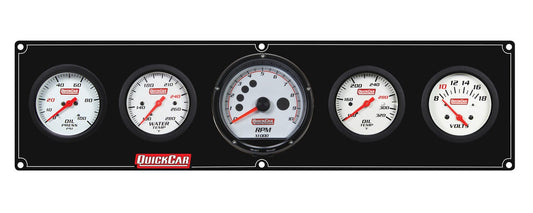 QuickCar Extreme Gauge Panel w/63-001 - Black Plate, OP/WT/Tach/OT/VT