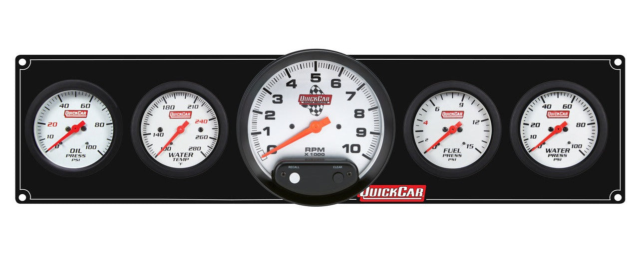QuickCar Extreme Gauge Panel w/611-6001 - Black Plate, OP/WT/Tach/FP15/WP