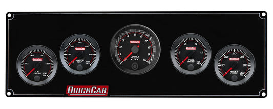QuickCar RedLine Gauge Panel w/69-001- Black Plate, 2-1/16" OP/WT/Tach/FP15/WP