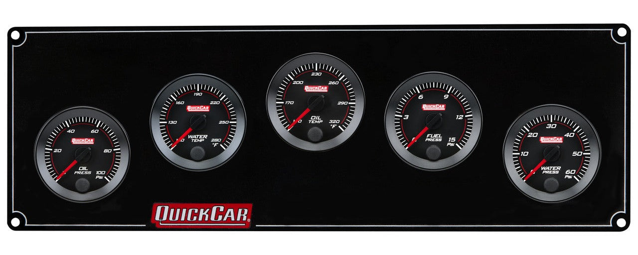 QuickCar RedLine Gauge Panel - Black Plate, 2-1/16" OP/WT/OT/FP15/WP
