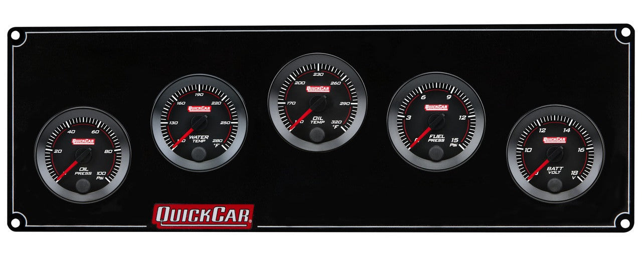 QuickCar RedLine Gauge Panel - Black Plate, 2-1/16" OP/WT/OT/FP15/VT