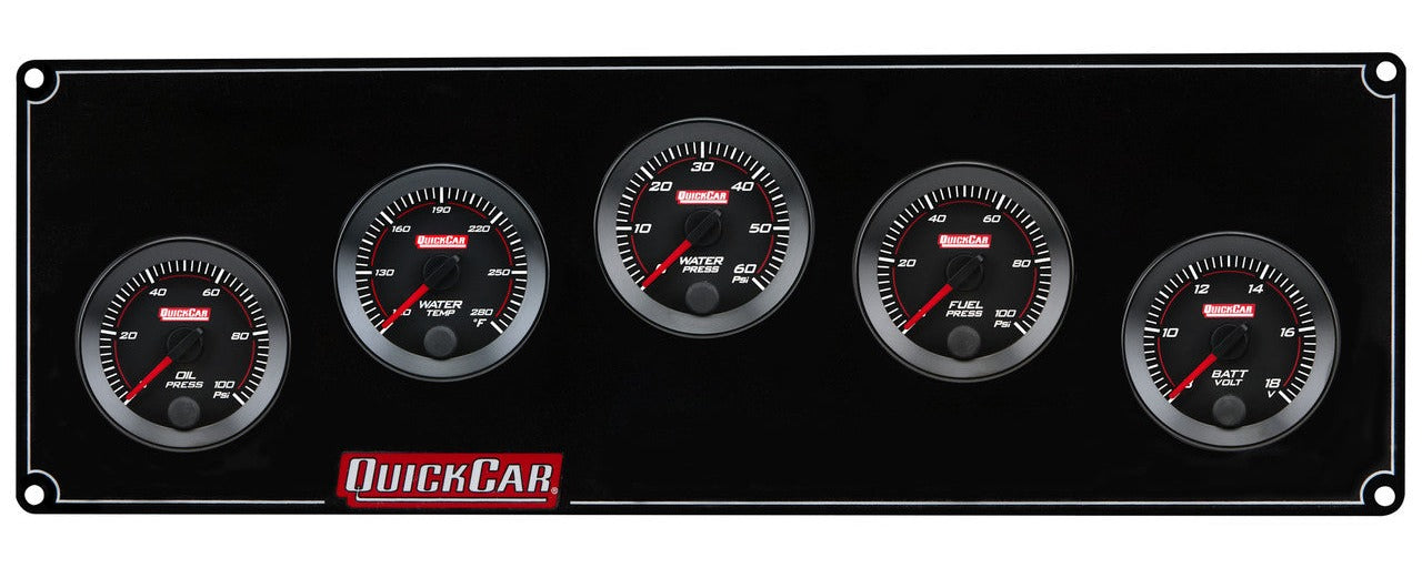 QuickCar RedLine Gauge Panel - Black Plate, 2-1/16" OP/WT/FP100/WP/VT