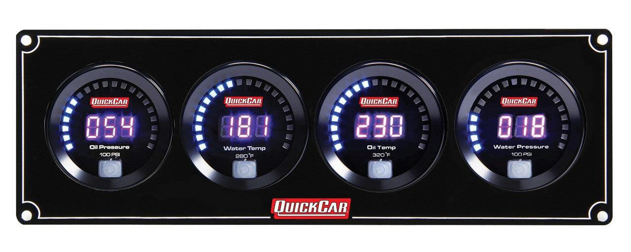 QuickCar Digital Gauge Panel - Black Plate, OP/WT/OT/WP
