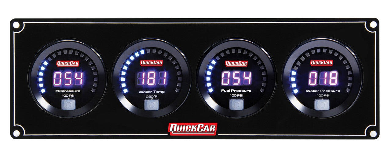QuickCar Digital Gauge Panel - Black Plate, OP/WT/FP100/WP