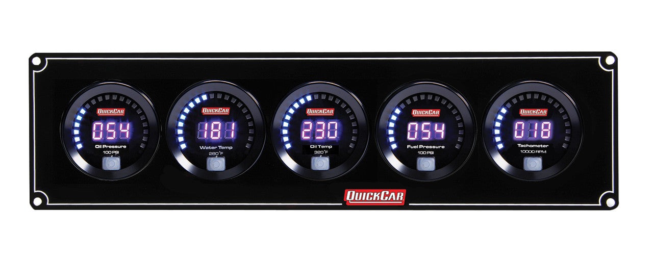 QuickCar Digital Gauge Panel w/67-001- Black Plate, OP/WT/OT/FP100/Tach