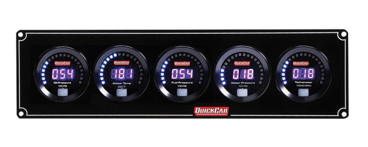 QuickCar Digital Gauge Panel w/67-001- Black Plate, OP/WT/FP100/WP/Tach