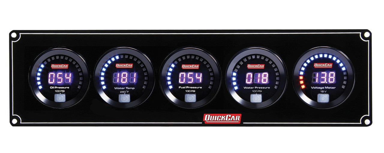 QuickCar Digital Gauge Panel - Black Plate, OP/WT/WP/FP100/VT