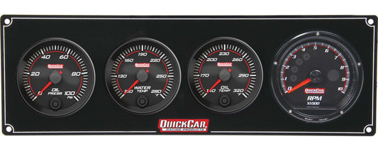 QuickCar Redline 3-1 Gauge Panel OP/WT/OT w/Recall Tach