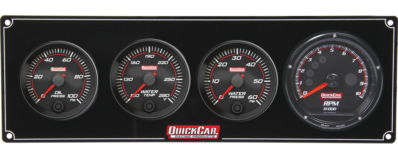 QuickCar Redline 3-1 Gauge Panel OP/WT/WP w/Recall Tach