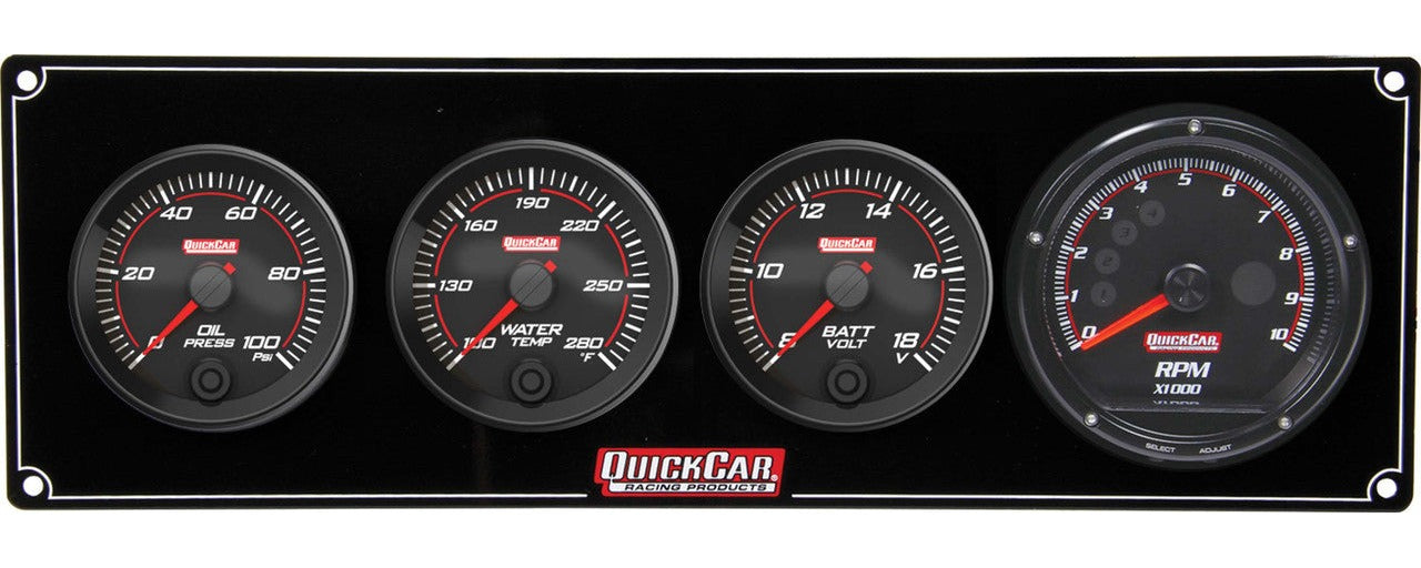 QuickCar Redline 3-1 Gauge Panel OP/WT/Volt w/Recall Tach