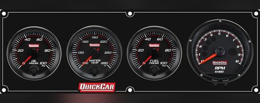 QuickCar RedLine Gauge Panel w/63-002- Black Plate, OP/WT/FP100/Tach
