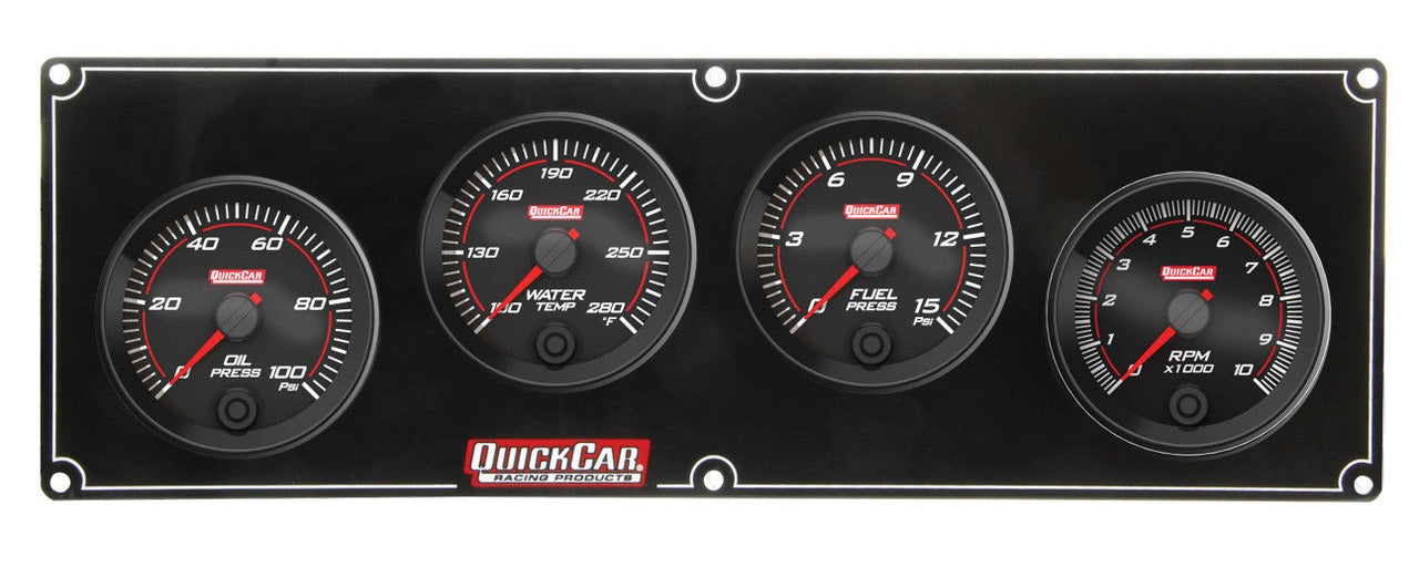 QuickCar Redline 3-1 Gauge Panel OP/WT/FP w/2-5/8in Tach