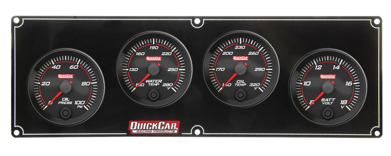 QuickCar Redline 4 Gauge Panel OP/WT/OT/Volt