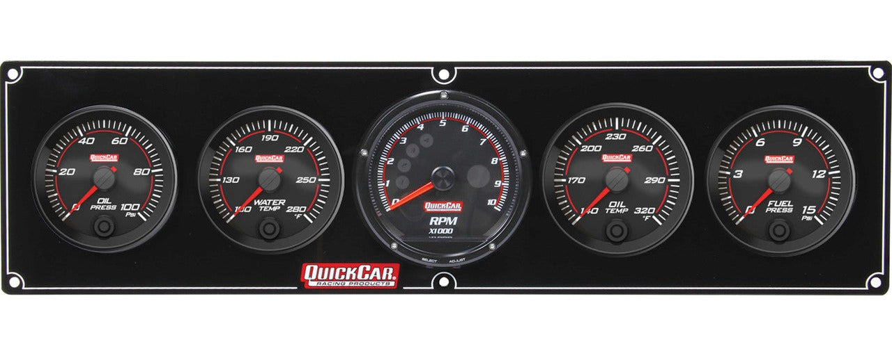 QuickCar Redline 4-1 Gauge Panel OP/WT/OT/FP w/Recall Tac