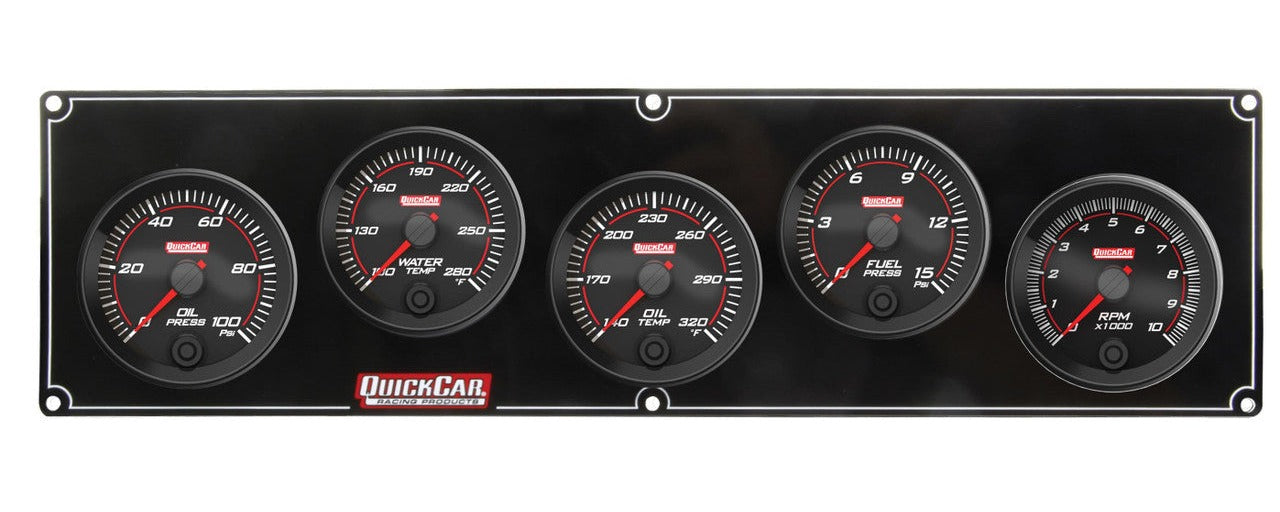 QuickCar Redline 4-1 Gauge Panel OP/WT/OT/FP w/2-5/8 Tach