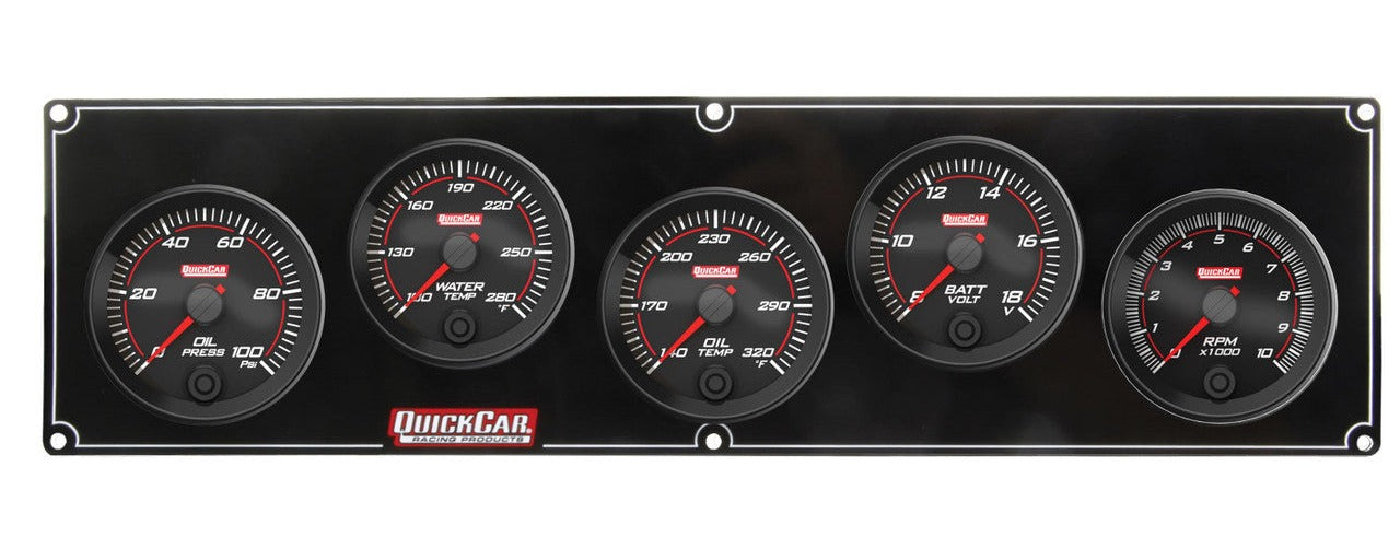 QuickCar Redline 4-1 Gauge Panel OP/WT/OT/Volt w/2-5/8 Ta