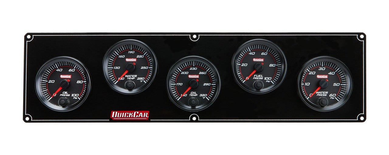 QuickCar RedLine Gauge Panel - Black Plate, OP/WT/OT/FP100/WP