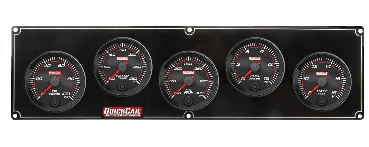 QuickCar Redline 5 Gauge Panel OP/WT/OT/FP/VOLT