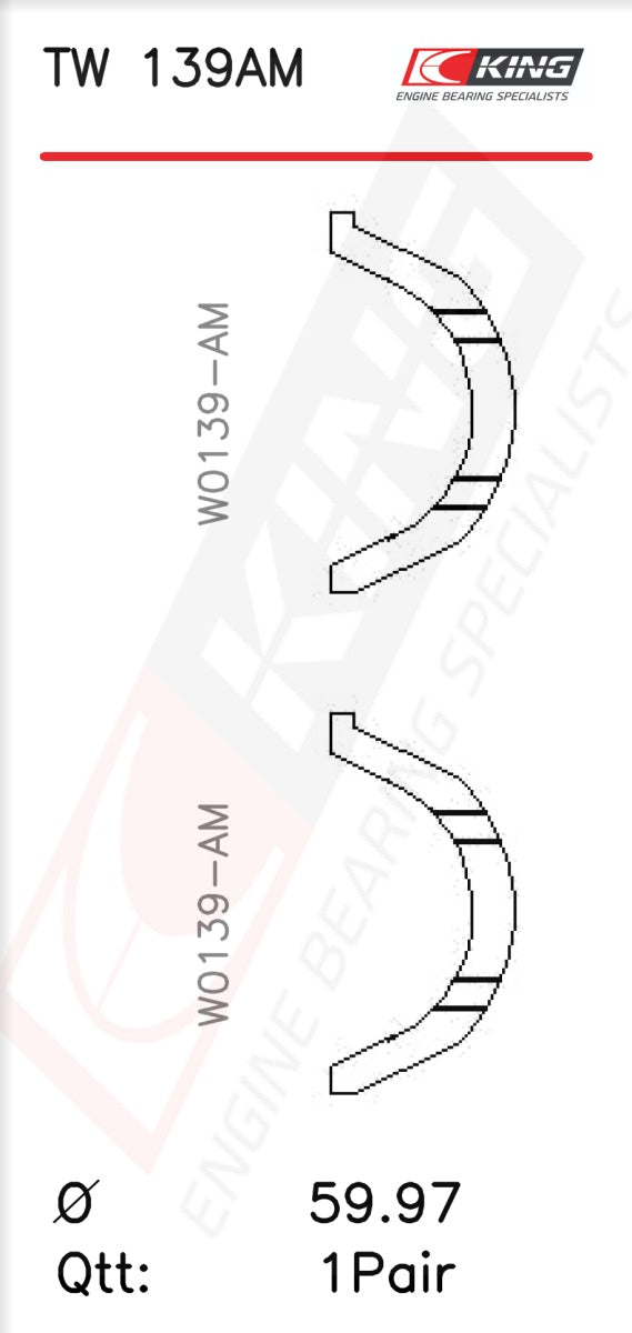 King Nissan SR18/SR20 Thrust Washer Set TW 139AM-STD - Fits Nissan, Infiniti, Mitsuoka
