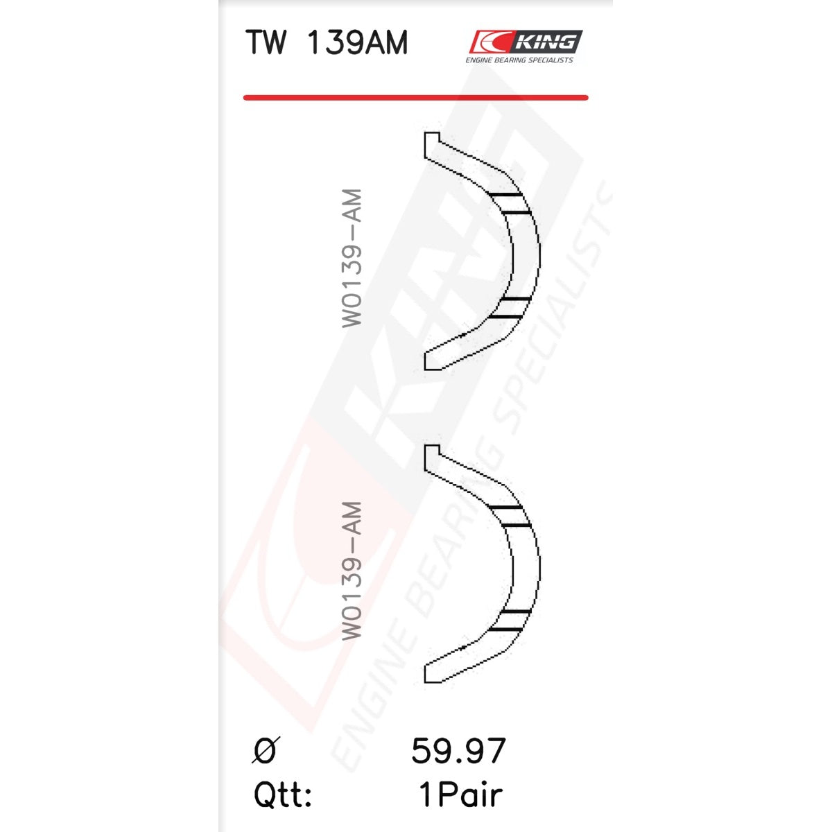 King Nissan SR18/SR20 Thrust Washer Set TW 139AM-STD - Fits Nissan, Infiniti, Mitsuoka
