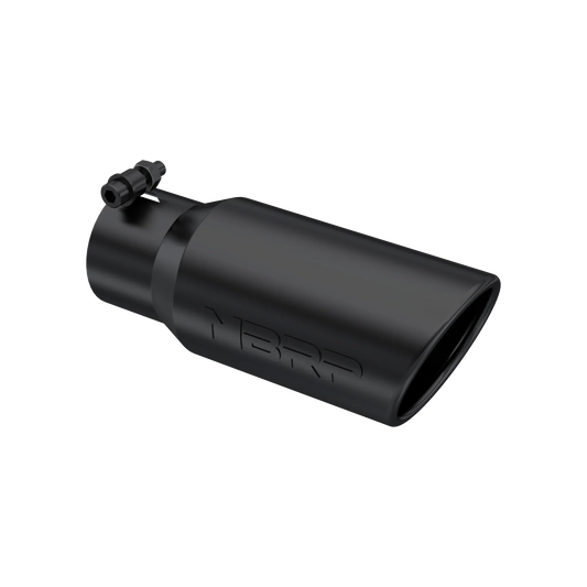 MBRP T5155BLK Exhaust Tip - 4" OD; Angled Cut Rolled End; 3" inlet; 10" length | Black Coated